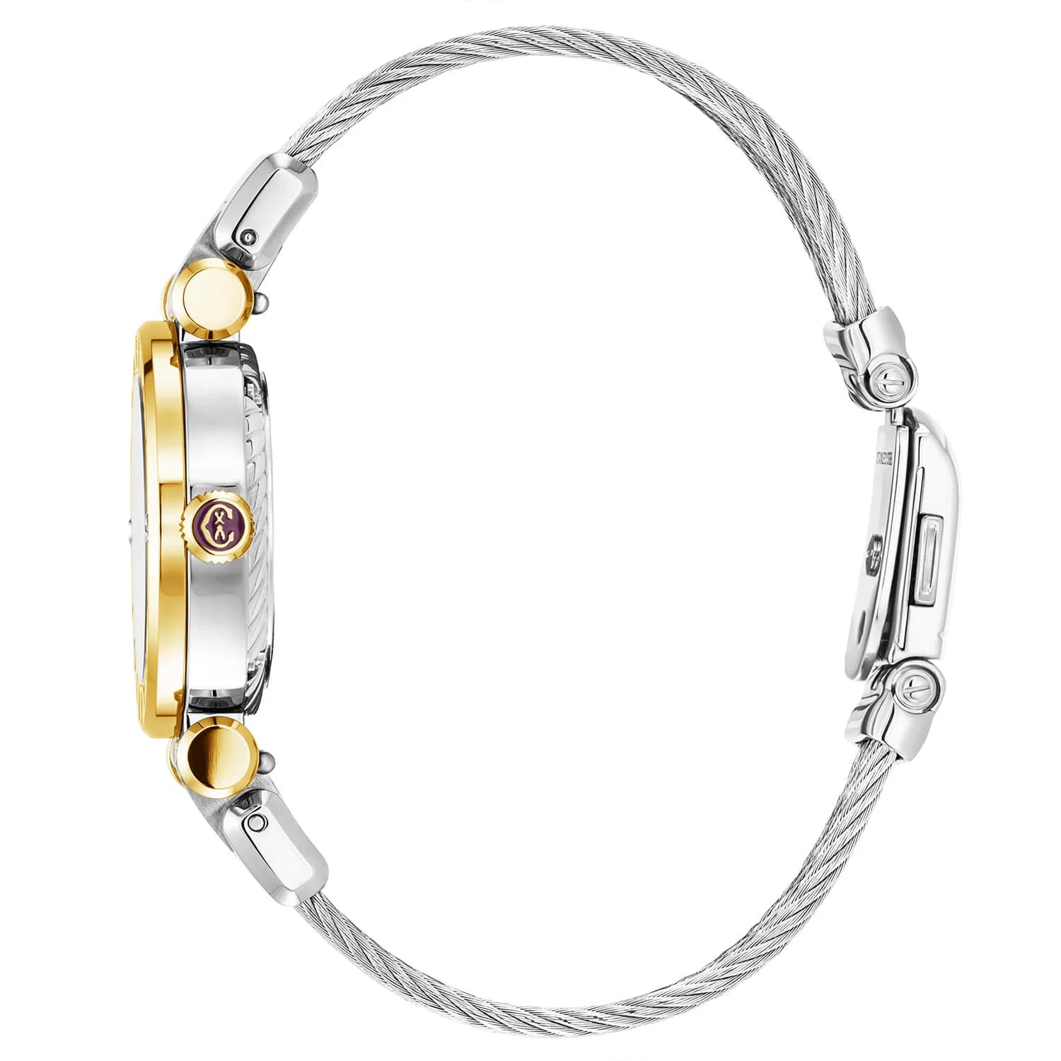 NAVIGATOR CRUISE、28mm、クォーツキャリバー、ホワイトマザー オブ パール、12ローマ数字ダイアル、イエローゴールドPVDスティール製CHARRIOL CHARRIOL」ベゼル、イエローゴールドPVDスティール製ブレスレット2本付き - © 2024Charriol - ウォッチ