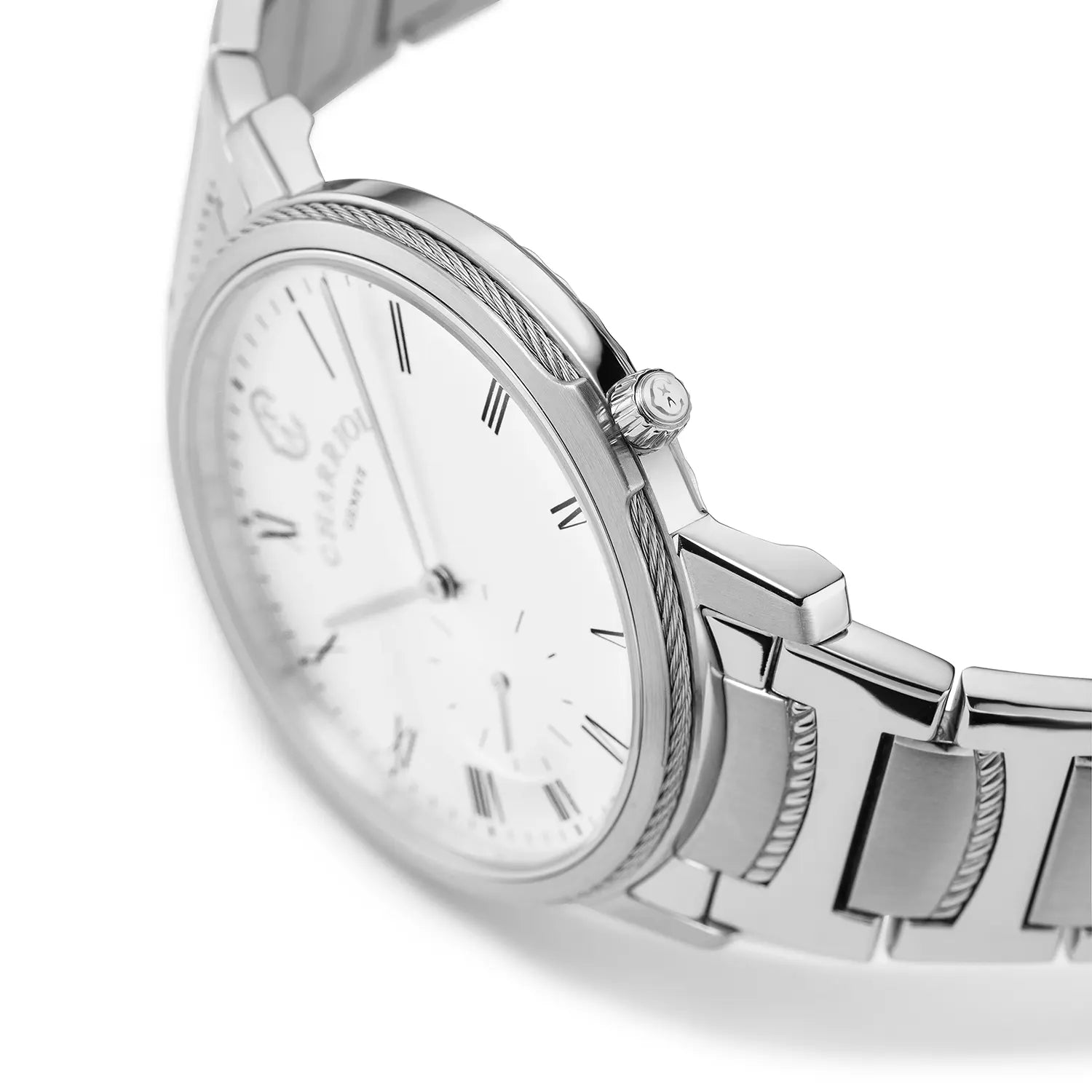 CELTIC LEGACY40MM、クォーツ キャリバー、ホワイトダイアル、スティール製ベゼル、スティール製ブレスレット -Charriol ジュネーブ - 時計