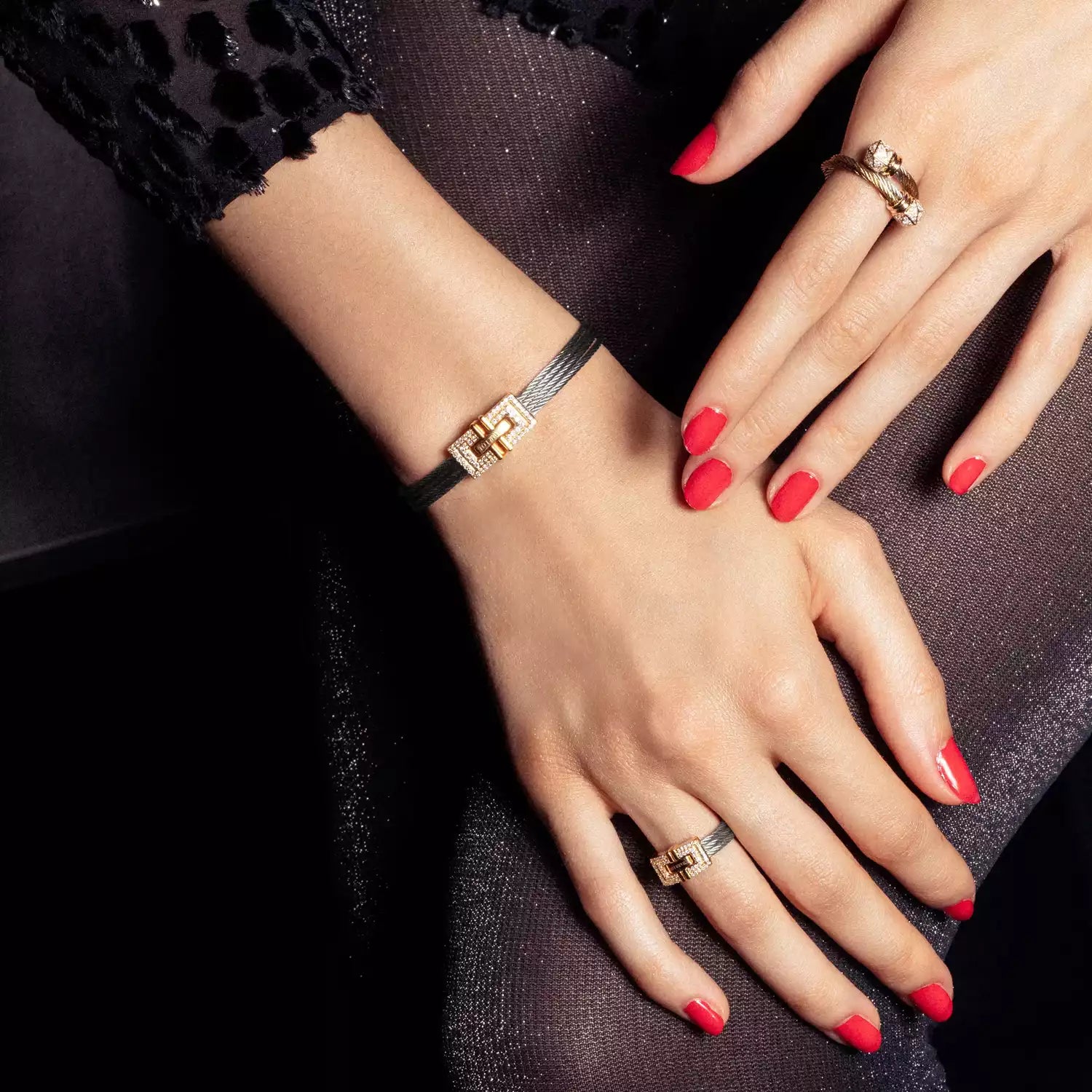 スチール_ゴールド 18KT ダイヤモンド54個 0.21ct