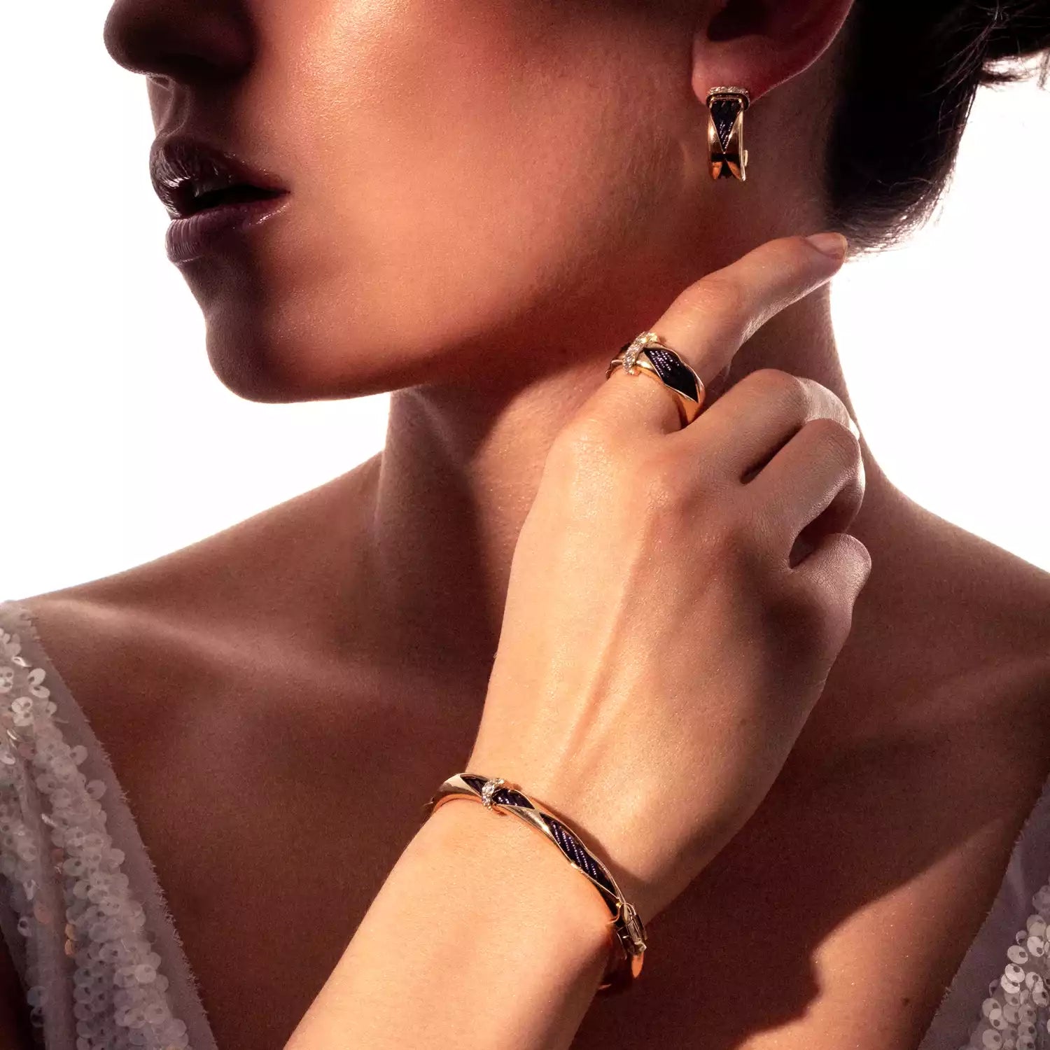 パープルゴールド 18KT ダイヤモンド10個 0.62ct