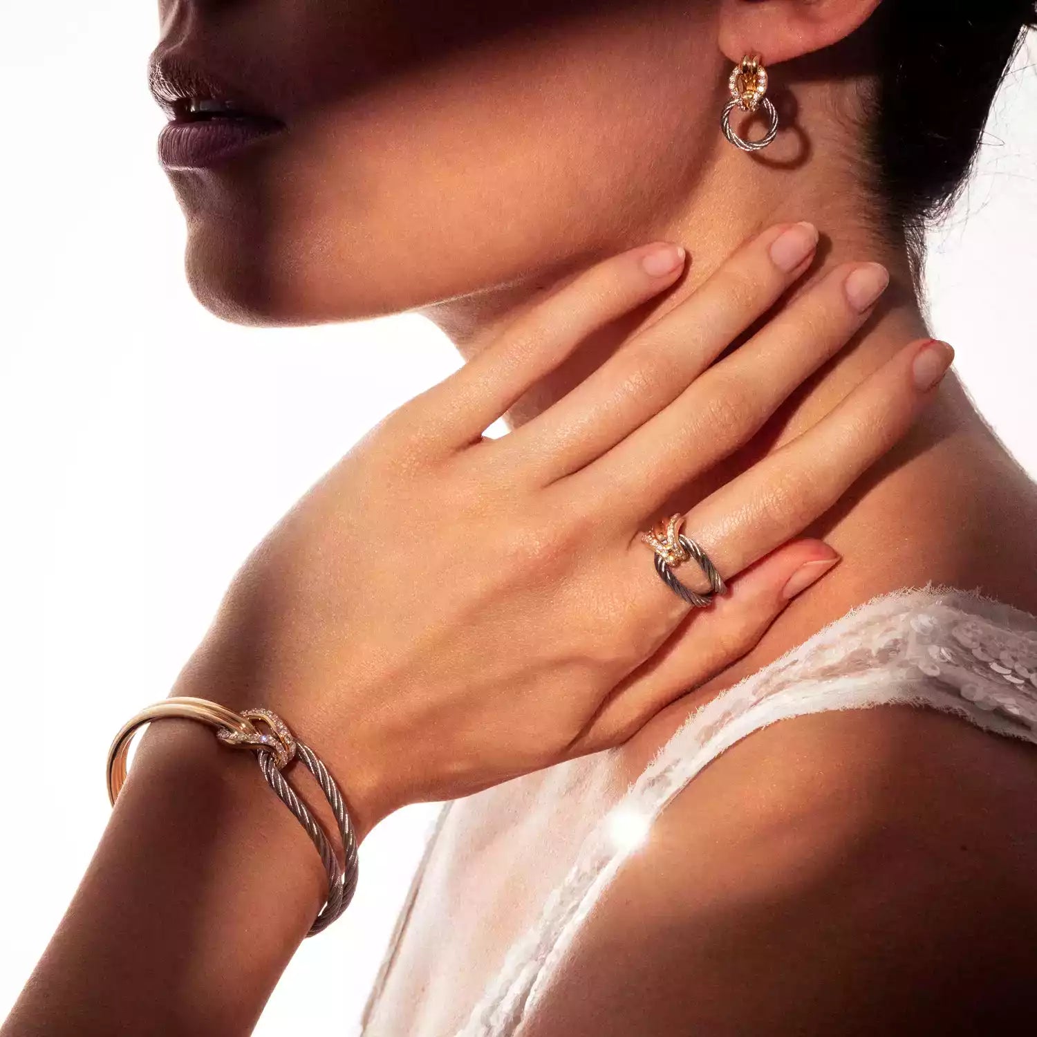 スティール_ゴールド 18KT ダイヤモンド28個 0.42ct