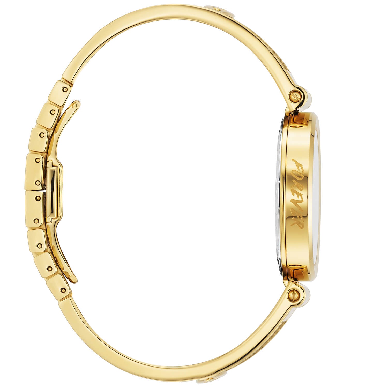 FOREVER YOURS, 32MM, クォーツキャリバー、マザーオブパール、12個のダイヤモンドをあしらった文字盤、イエローゴールドPVDベゼル、スティール製ケーブルブレスレット -Charriol ジュネーブ - 時計