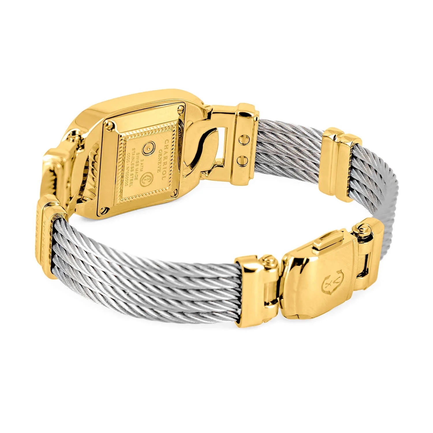 MARINER, 20MM, QUARTZ CALIBRE, STEEL YELLOW GOLD PVD CASE, BLACK MOTHER-OF-PEARL WITH 2 DIAMONDS DIAL, STEEL CABLE BRACELET - Charriol - Watch