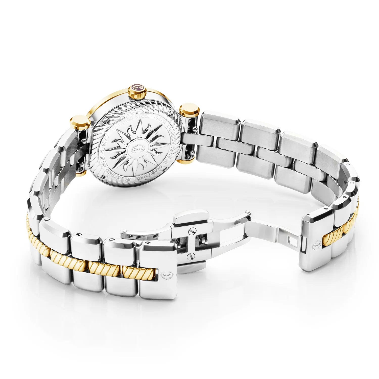 NAVIGATOR CRUISE28MM, クォーツキャリバー, マザーオブパール製ダイアル, "CHARRIOL CHARRIOL " ベゼル, バイカラー ブレスレット -Charriol ジュネーブ - 時計