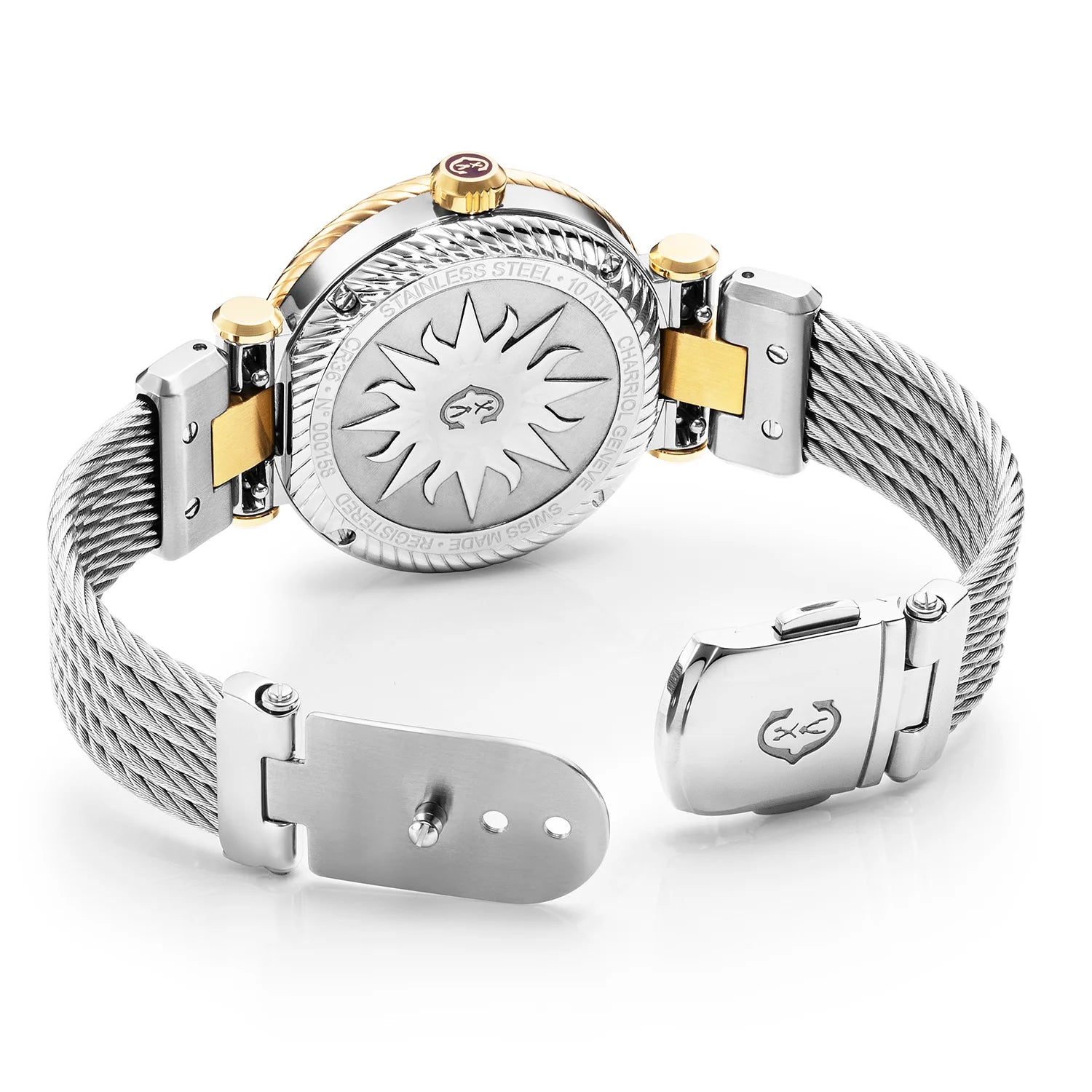 NAVIGATOR CRUISE36MM、クォーツキャリバー、マザーオブパール製ダイアル、"CHARRIOL CHARRIOL " ベゼル、スティール製ケーブルインターチェンジャー -Charriol ジュネーブ - 時計