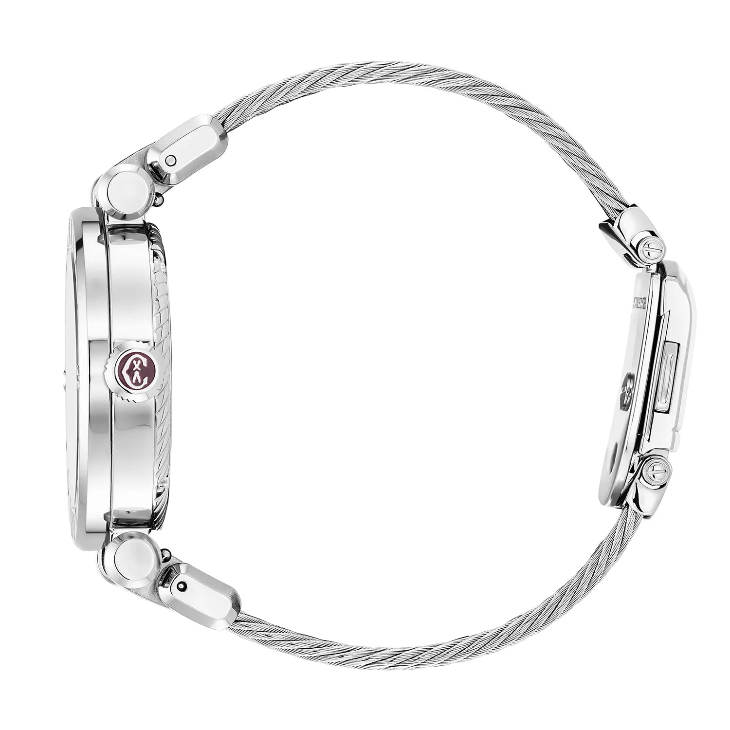 NAVIGATOR CRUISE36mm、クォーツ キャリバー、マザーオブパール 10個のダイヤモンドをあしらった文字盤、"CHARRIOL CHARRIOL " ベゼル、スティール製ケーブル交換可能ストラップ -Charriol ジュネーブ - 時計