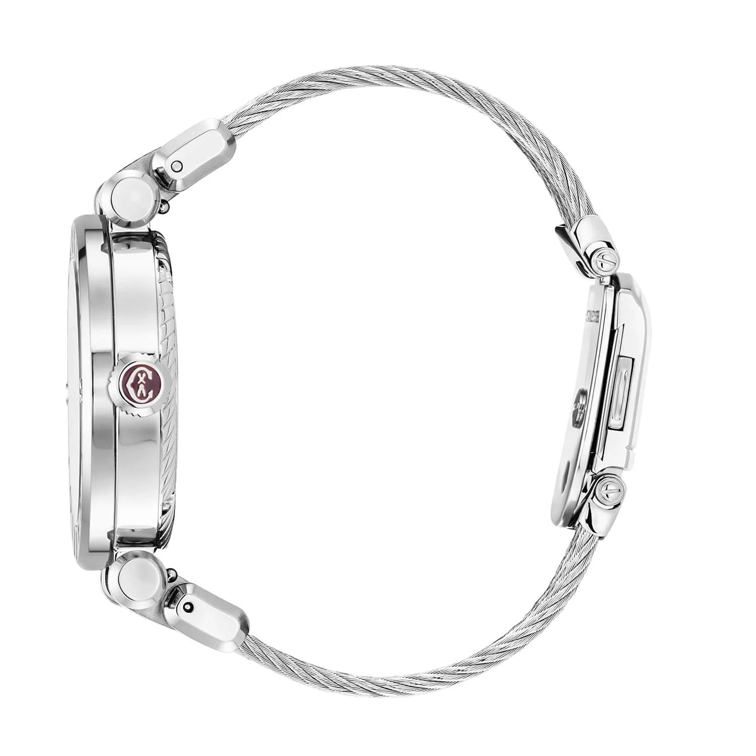 NAVIGATOR CRUISE、36mm、クォーツキャリバー、ホワイトサークル&サンセンター、12ローマ数字ダイアル、スティール製CHARRIOL CHARRIOL」ベゼル、スティール製インターチェンジャブル・ケーブル・ブレスレット - © 2024Charriol - 時計