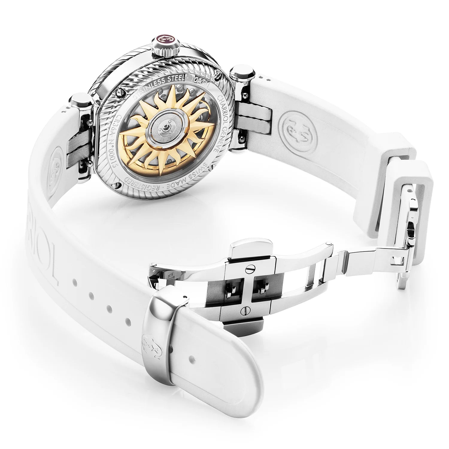 NAVIGATOR サーフ、36MM、オートマティックキャリバー、ホワイトダイアル、ホワイトベゼル、ホワイトラバーブレスレット -Charriol ジュネーブ - 時計