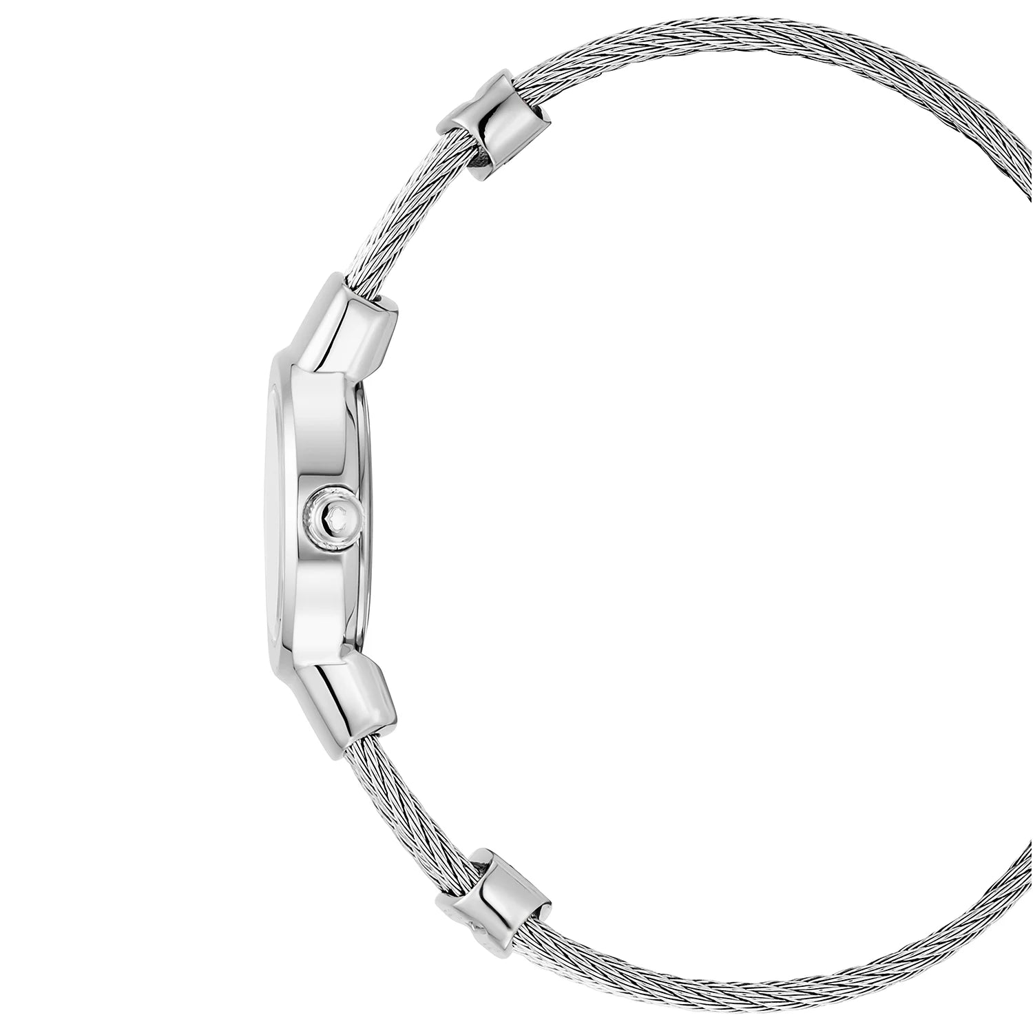 ST TROPEZ, 20MM, クォーツキャリバー, 11個のダイヤモンドをあしらったマザーオブパール製ダイアル, スチール製ベゼル, スチール製ケーブルブレスレット -Charriol ジュネーブ - 時計