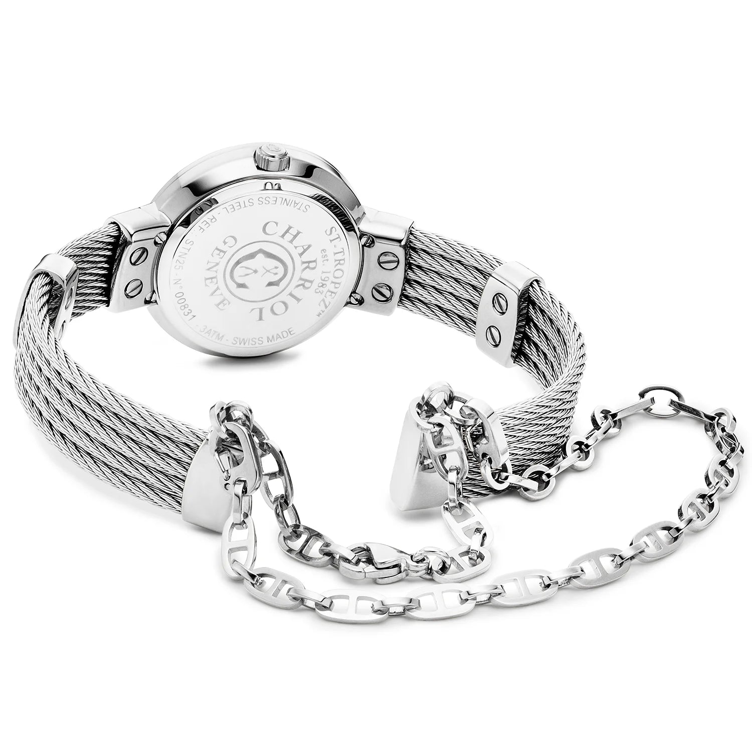ST TROPEZ, 25MM, QUARTZ CALIBRE, MOTHER-OF-PEARL DIAL, STEEL BEZEL, STEEL CABLE BRACELET - Charriol Geneve - Watch