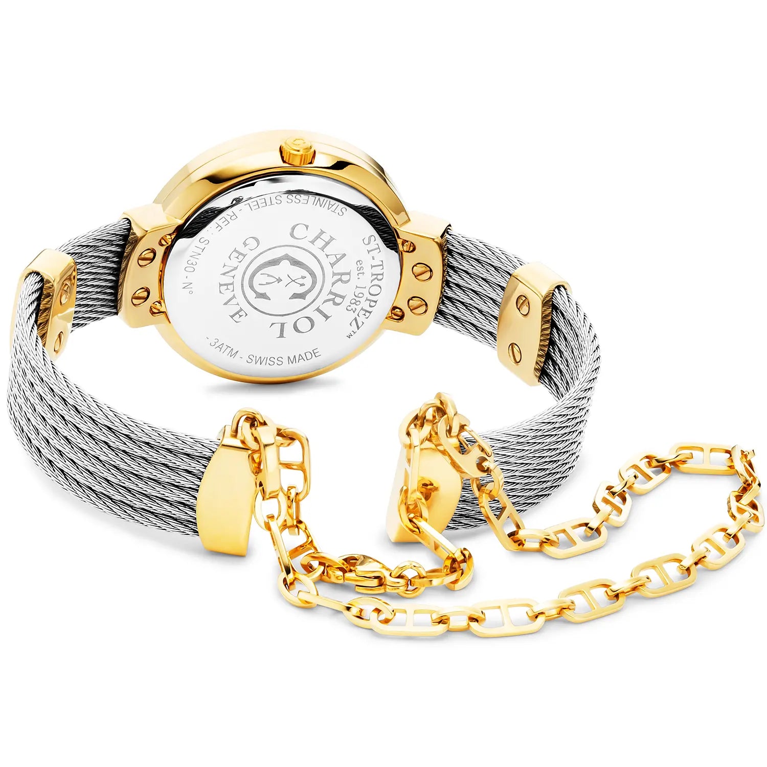 ST TROPEZ、30MM、クォーツキャリバー、マザーオブパール文字盤、CHARRIOL CHARRIOL」ベゼル、スティール製ケーブルブレスレット -Charriol Geneve - 時計