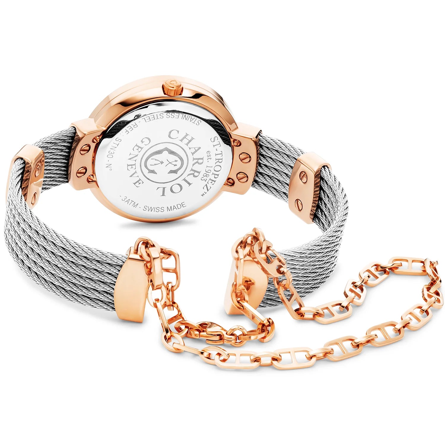 ST TROPEZ、30MM、クォーツキャリバー、マザーオブパール文字盤、CHARRIOL CHARRIOL」ベゼル、スティール製ケーブルブレスレット -Charriol Geneve - 時計