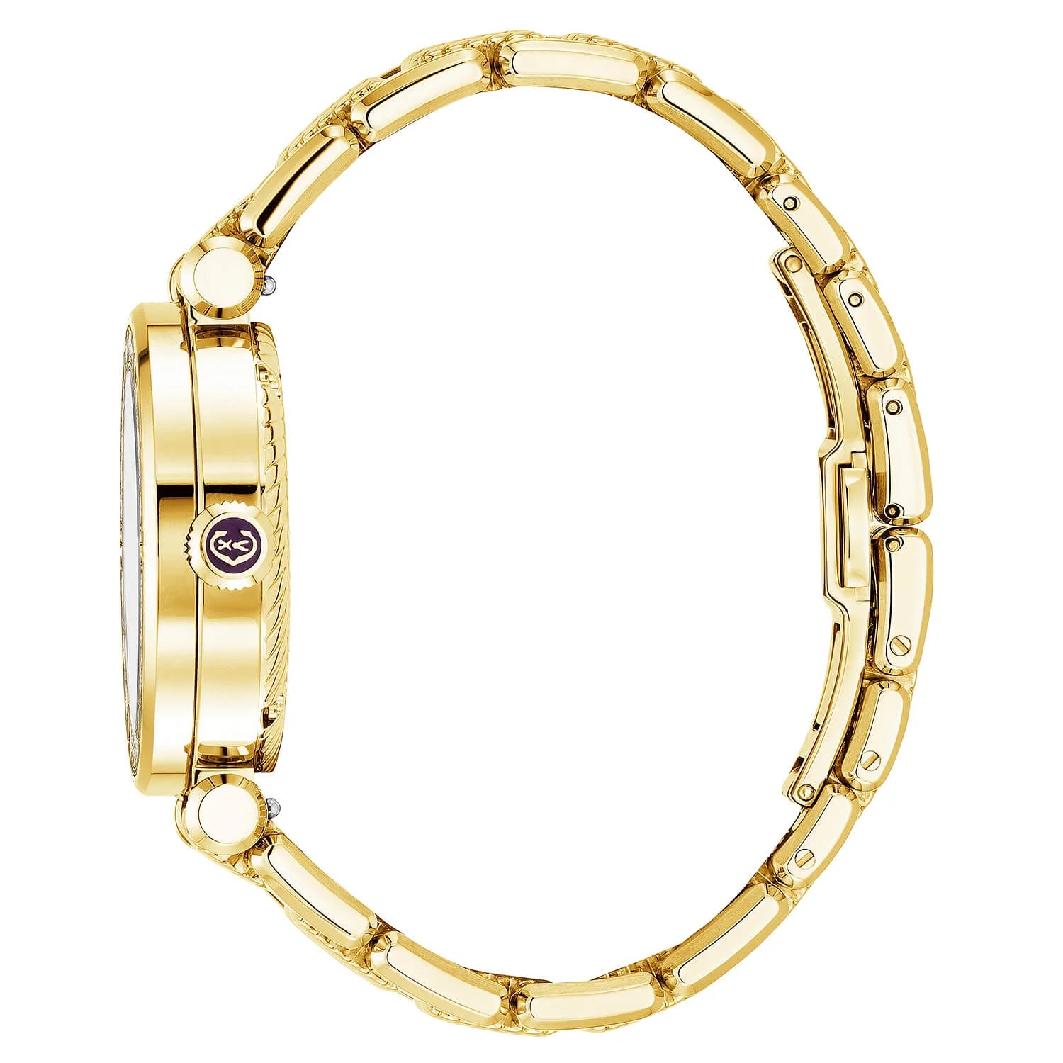 NAVIGATOR CRUISE, 36MM, QUARTZ CALIBRE, WHITE MOTHER-OF-PEARL WITH 12 ROMAN FIGURES DIAL, STEEL YELLOW GOLD PVD WITH 30 DIAMONDS & 6 SCREWS BEZEL, METAL YELLOW GOLD PVD INTERCHANGEABLE BRACELET - © 2024 Charriol - Watch