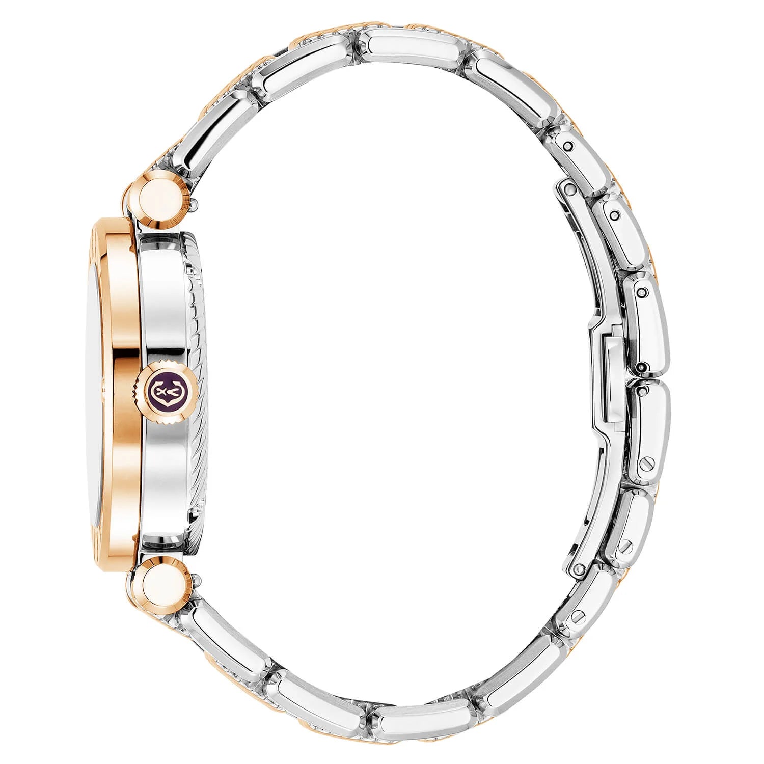 NAVIGATOR CRUISE、36mm、クォーツ キャリバー、ホワイトマザー・オブ・パール、ローズゴールドPVDインデックスダイアル、ローズゴールドPVDスティール製CHARRIOL CHARRIOL"、2本のスクリューベゼル、バイカラー ブレスレット - © 2024Charriol - 時計