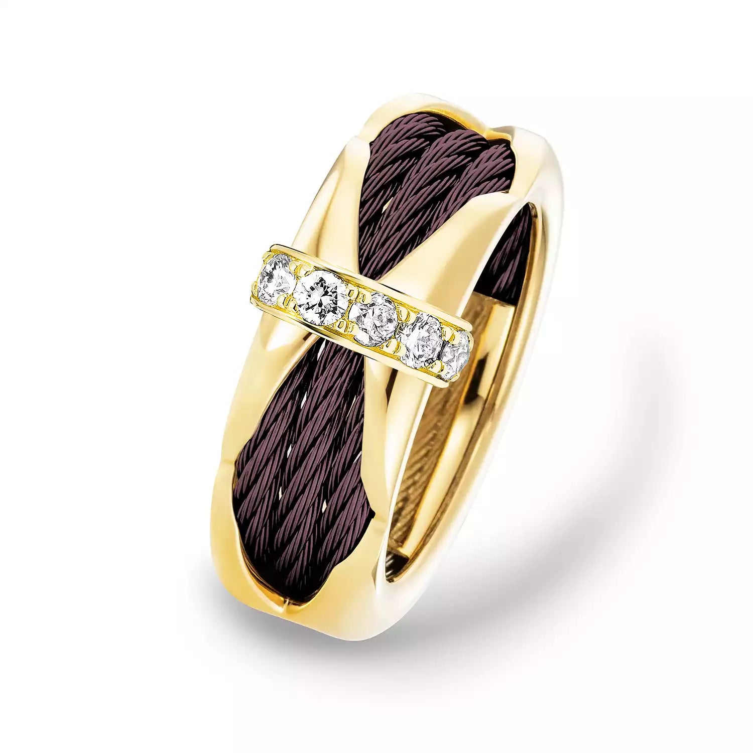 パープルゴールド 18KT ダイヤモンド6個 0.37ct