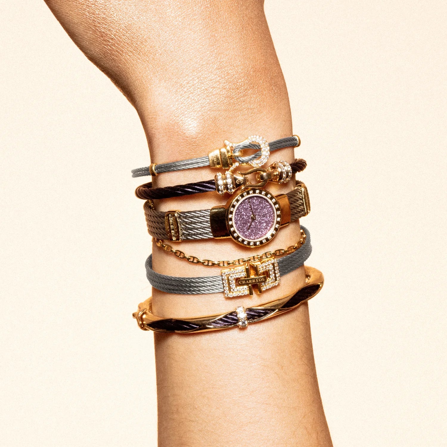 パープルゴールド 18KT ダイヤモンド24個 0.36ct