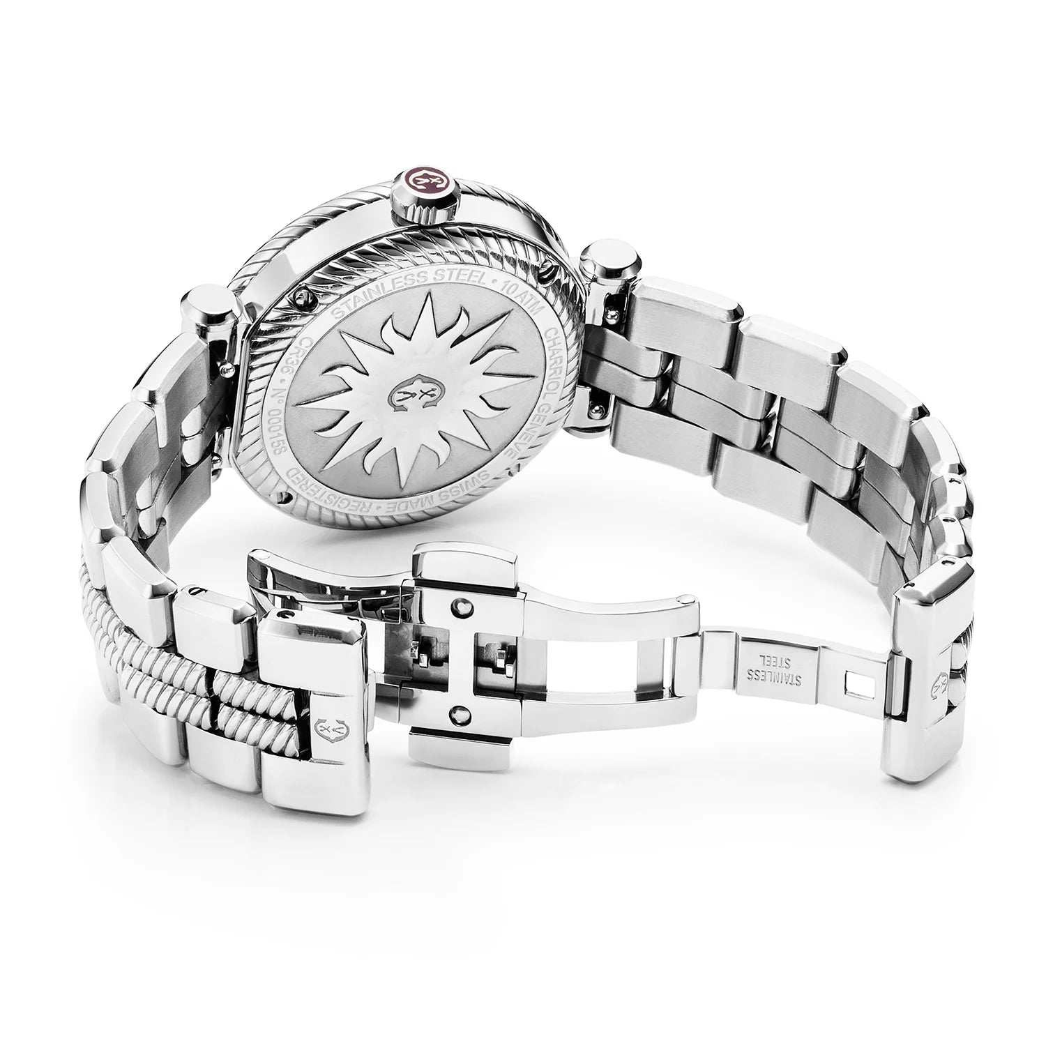 St Tropez Cruise 36mm 自動巻きライトグレー ブレスレット、ライトグレー＆2スクリューベゼル、ホワイトMOPダイヤル -Charriol ジュネーブ - 時計