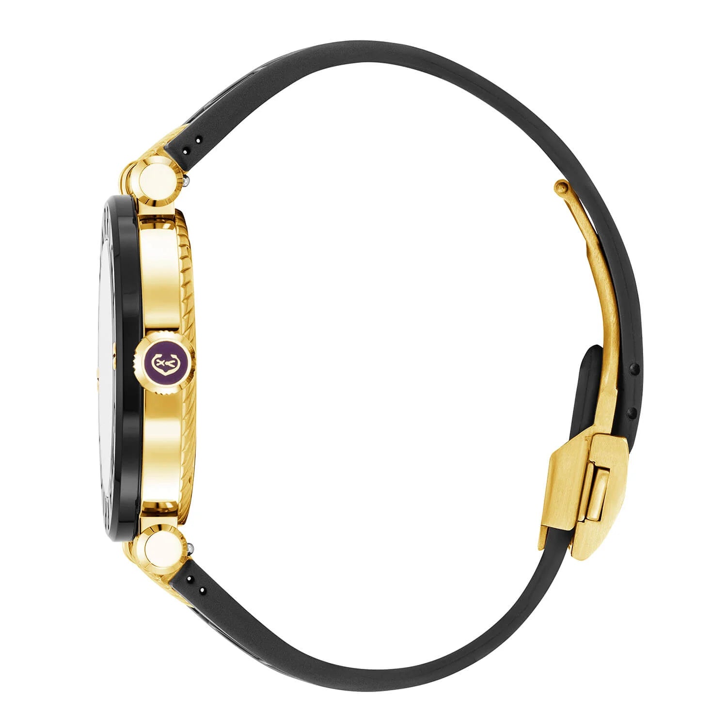 NAVIGATOR CRUISE41mm、クォーツ、ブラック＆イエロー2アラビア＆9インデックスダイアル、ブラックPVDスティール製"CHARRIOL CHARRIOL "、2本のスクリューベゼル、ブラックのラバー製インターチェンジャー付きブレスレット - © 2024Charriol - 時計