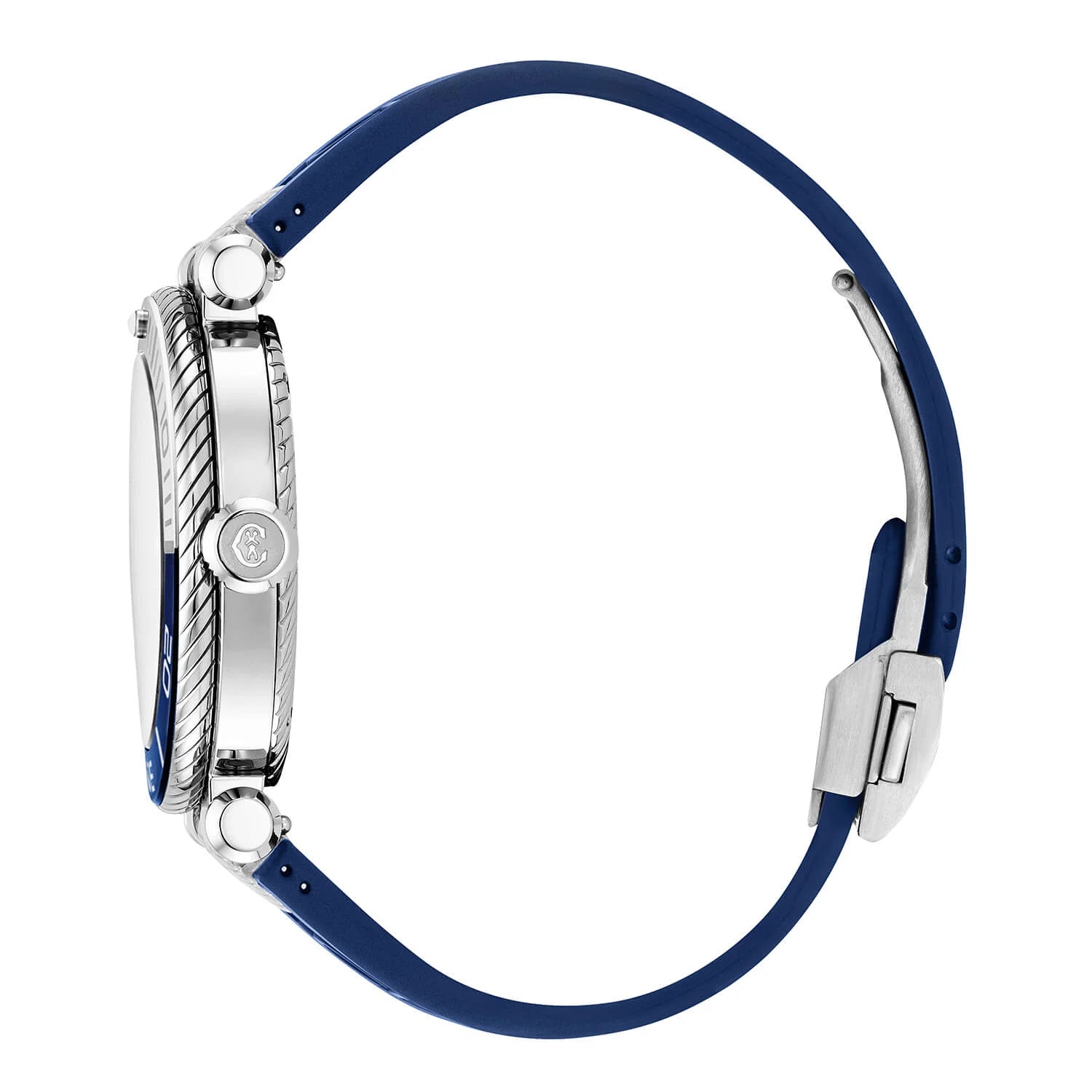 NAVIGATOR サーフ、41MM、オートマティックキャリバー、ブラックのルミノーバ文字盤、ブルーとシルバーのベゼル、ブルーのラバー製インターチェンジャー・ブレスレット - © 2024Charriol - 時計