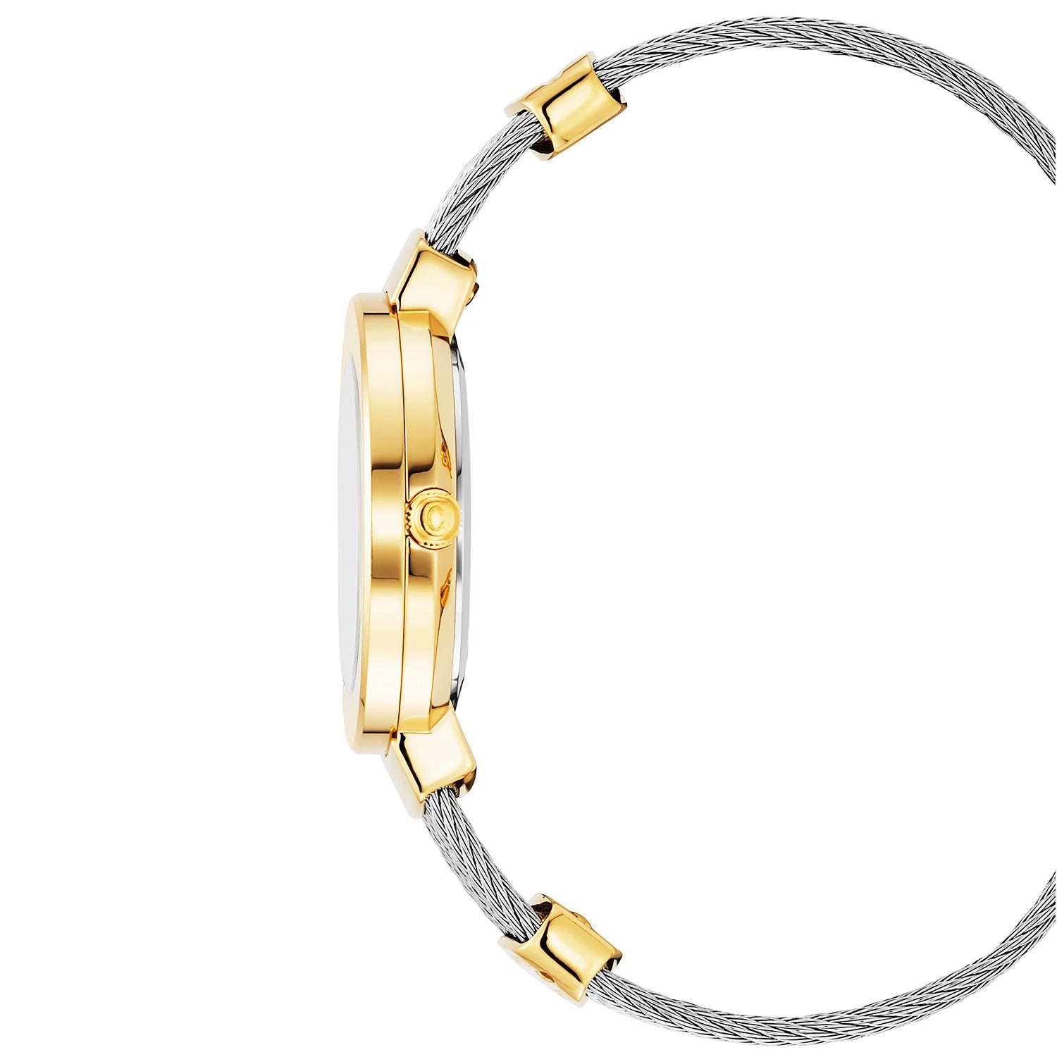 ST TROPEZ30MM, クォーツキャリバー, マザーオブパール 10個のダイヤモンドをあしらった文字盤, "CHARRIOL CHARRIOL " ベゼル、スティール製ケーブルブレスレット -Charriol ジュネーブ - 時計