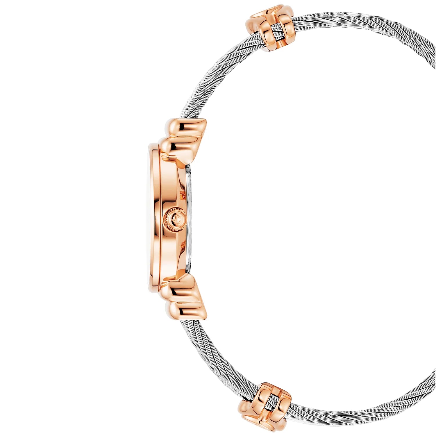 St Tropez Icon 24.5mm Watch Rose Gold PVD, Steel Cable, Charriol Bezel and 12 Diamonds White MOP Dial - Charriol Geneve -  Watch