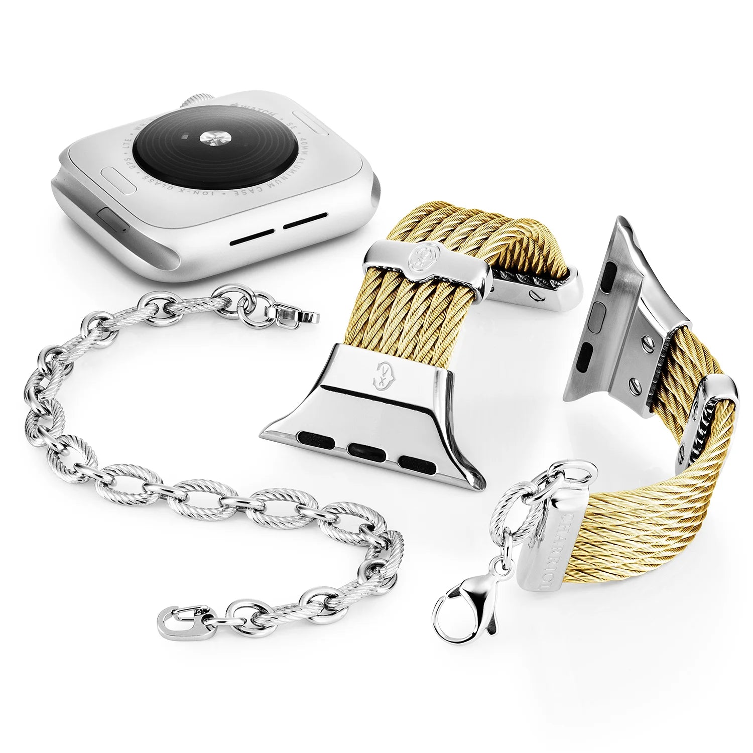 イエローゴールドとスティールの装飾_手首16cm