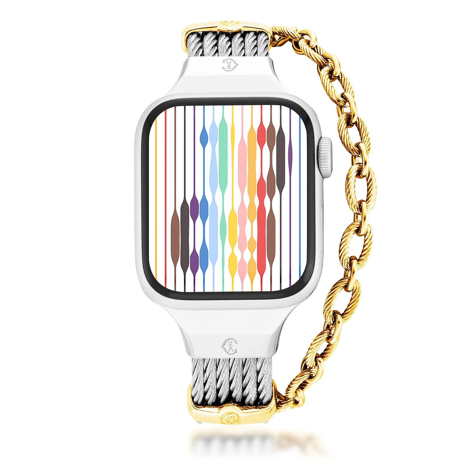 イエローゴールドの装飾が施されたスチール_手首16cm