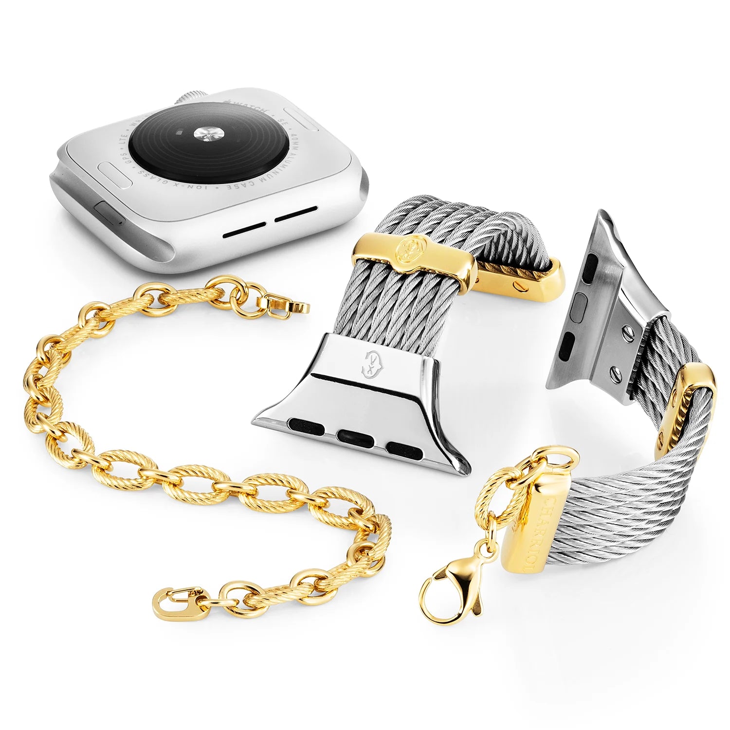 イエローゴールドの装飾が施されたスチール_手首16cm