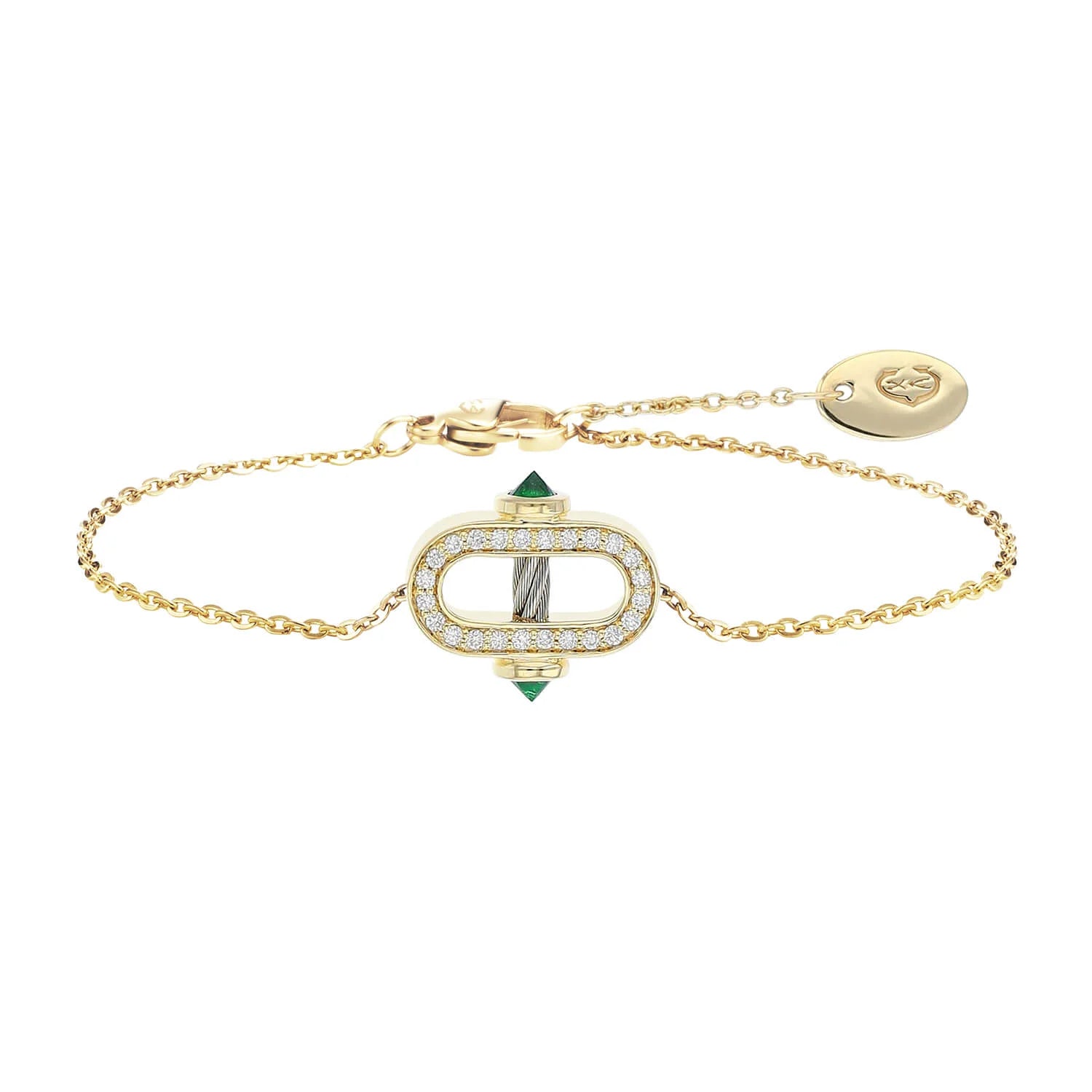 Steel_Gold 18KT with 2 Emeralds 0.16ct